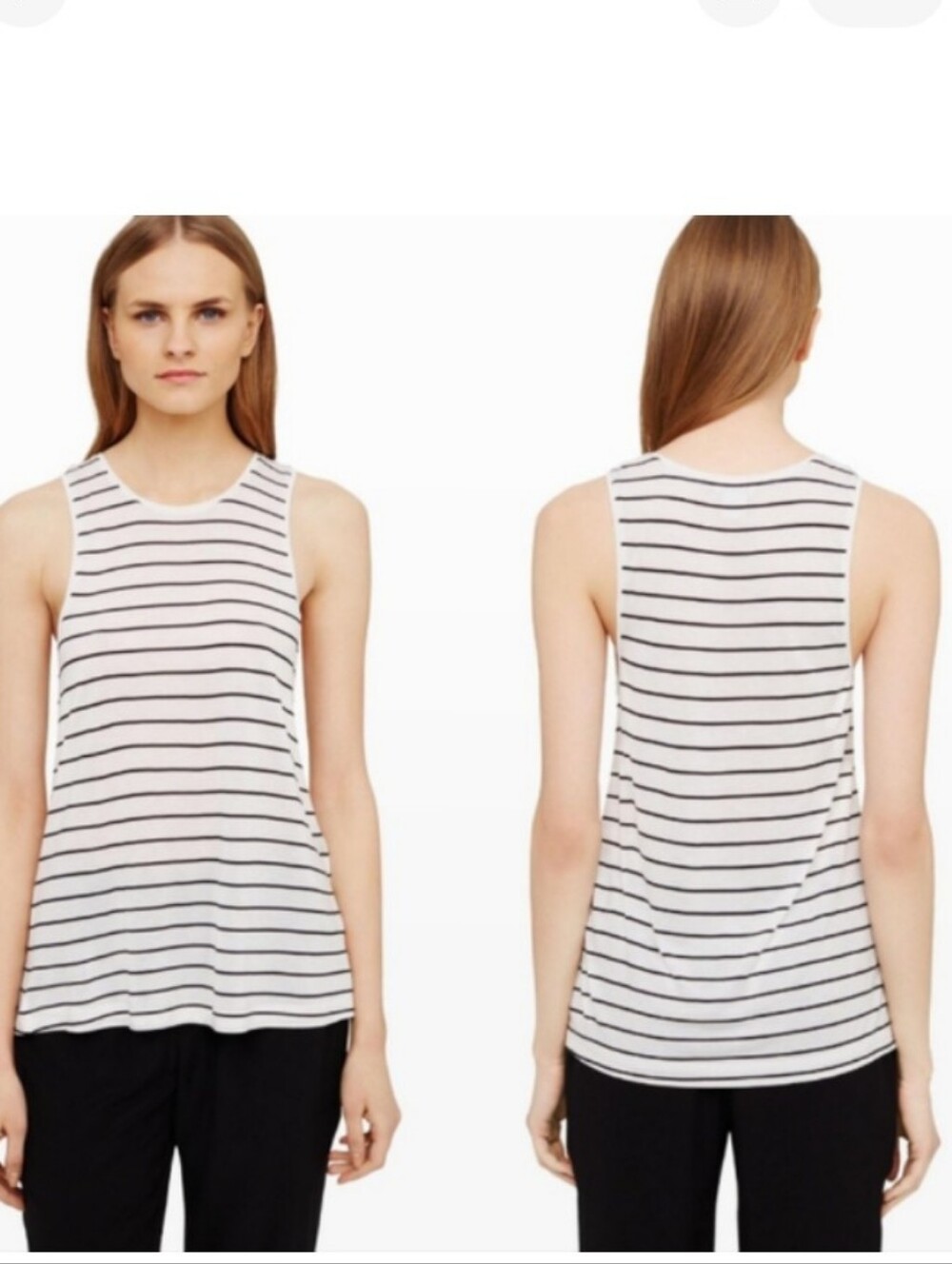 Club Monaco Black and White Striped Tank Top